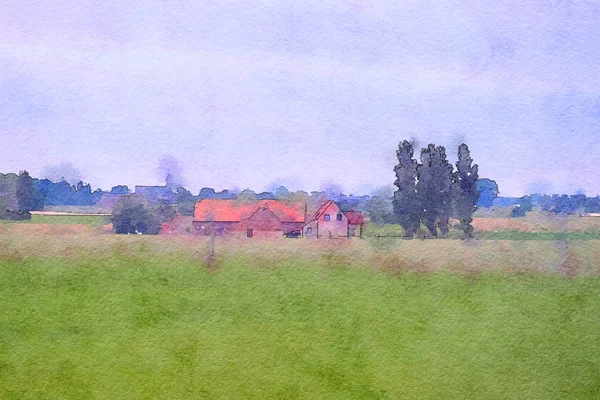 Belgium country side, watercolor style — Stock Photo, Image