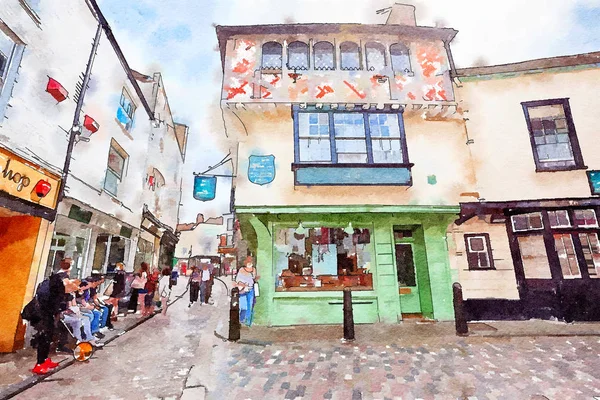 Turister i den gamle bydel i Canterbury, Storbritannien - Stock-foto