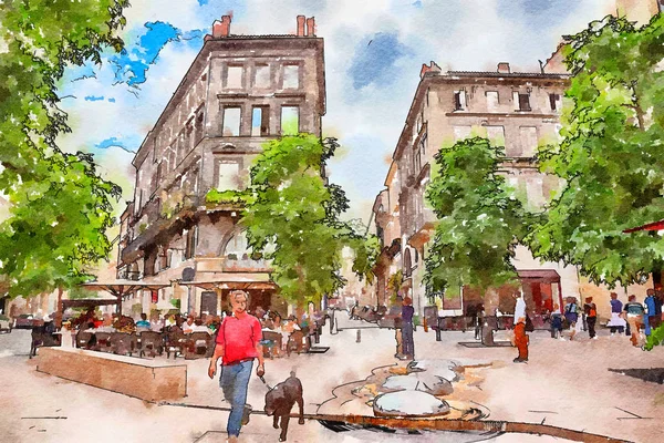Vita di strada a Bordeaux nel centro storico — Foto Stock