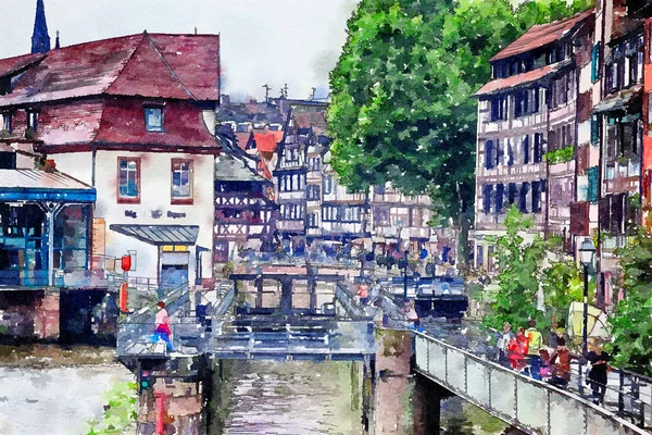Часть старого Штрасбурга, Франция — стоковое фото