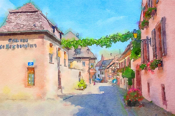 Riquewihr pueblo en la campiña de Alsacia — Foto de Stock