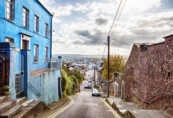 Widok na centrum Cork z St Patrick 's Hill, Irlandia — Zdjęcie stockowe