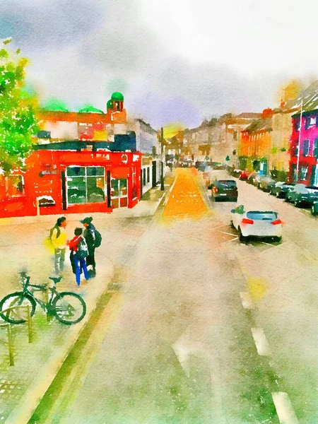 Shopping Center Streets Cork Watercolor Style — Stock Photo, Image