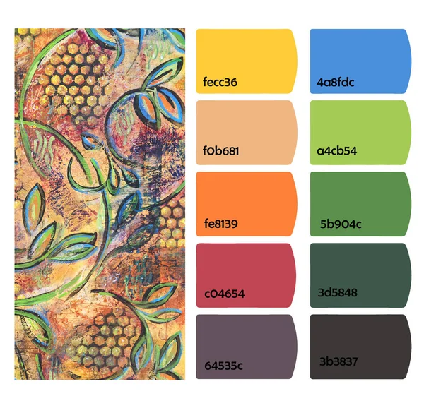 Αφηρημένη Floral Ζωγραφική Καλλιτεχνικό Χρώμα Palette Οδηγός Για Την Ημι — Φωτογραφία Αρχείου