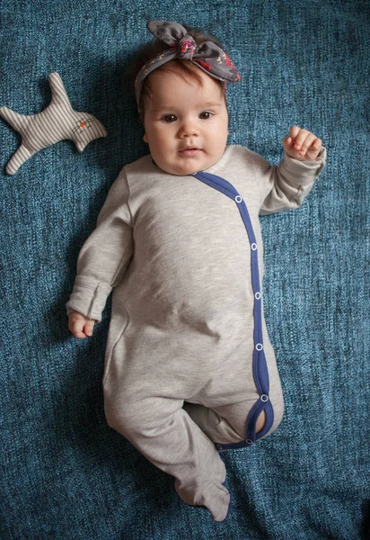 5 months old lovely stylish baby girl portrait — Stock Photo, Image