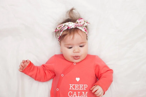 5 months old lovely baby portrait on white — Stock Photo, Image