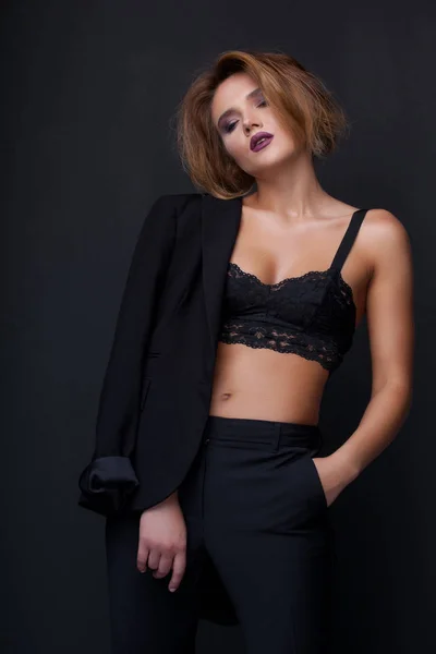 Glamour Portrét Krásné Sexy Elegantní Dáma — Stock fotografie