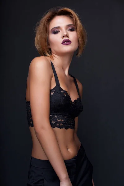 Glamour Portrét Krásné Sexy Elegantní Dáma — Stock fotografie