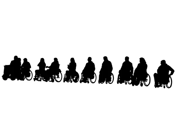 Wheelchair senior people on white — Stock Vector