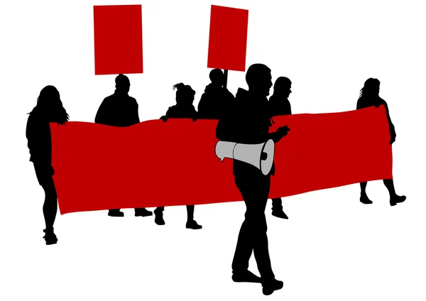 Les gens fouettent bannière rouge — Image vectorielle