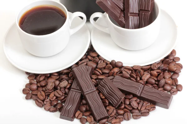 Coffee whit chocolate cute on a white — Stock Photo, Image