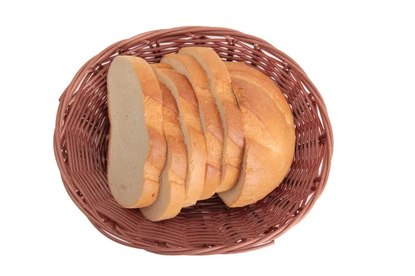 Cesta de pão no fundo branco — Fotografia de Stock