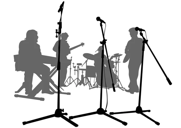 Concierto de grupo de rock en blanco — Vector de stock