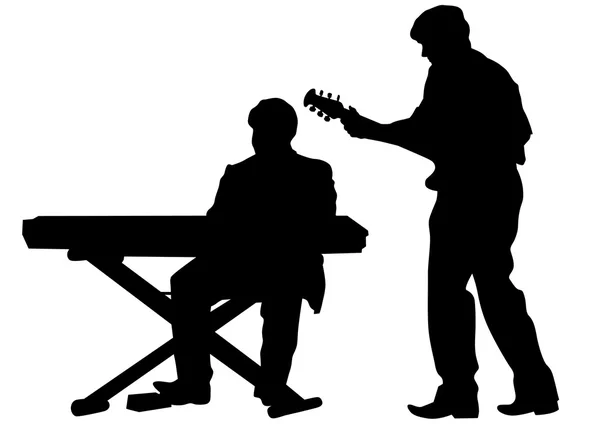 Chitarrista e tastiere — Vettoriale Stock