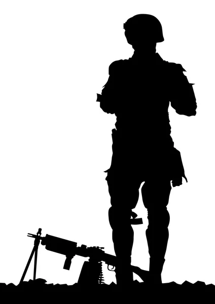 Moderner Soldat auf weiß — Stockvektor