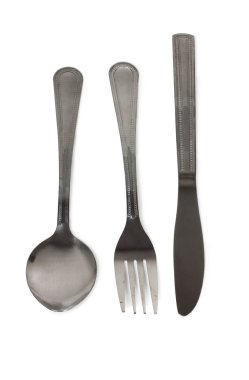 Metal çatal ve bıçak üzerinde beyaz