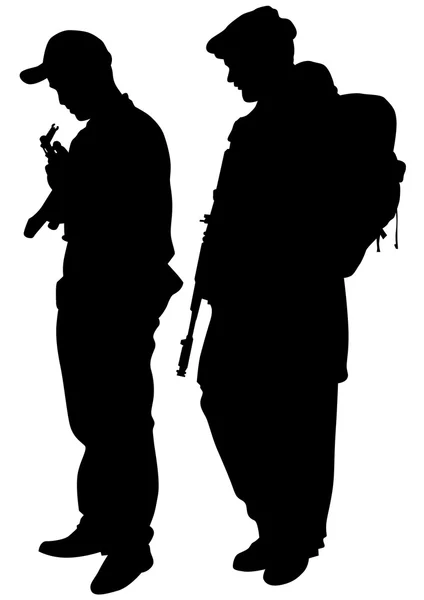 Arab soldiers on white background — Stock Vector