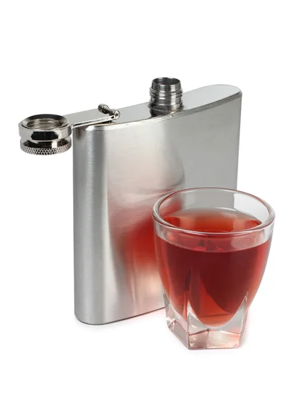 Metal flask on a white background Stock Image