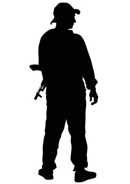 Hombre whit pistola en blanco — Archivo Imágenes Vectoriales