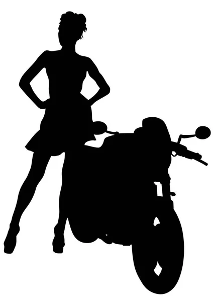 Motociclistas mulheres whit motorcycl —  Vetores de Stock