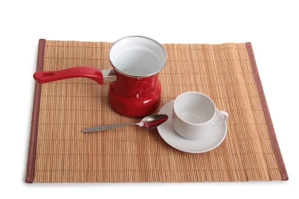 Kaffee und Tasse auf Holz — Stockfoto
