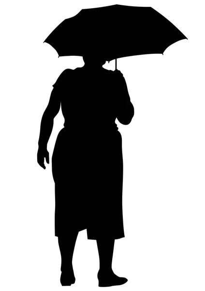 Elderly woman with umbrella — Stock Vector