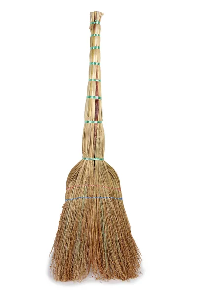 Old broom on white — Stock Photo, Image