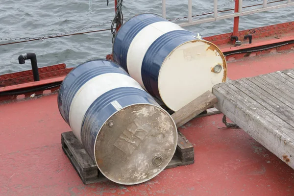 Metal barrels for oil — Stock Photo, Image