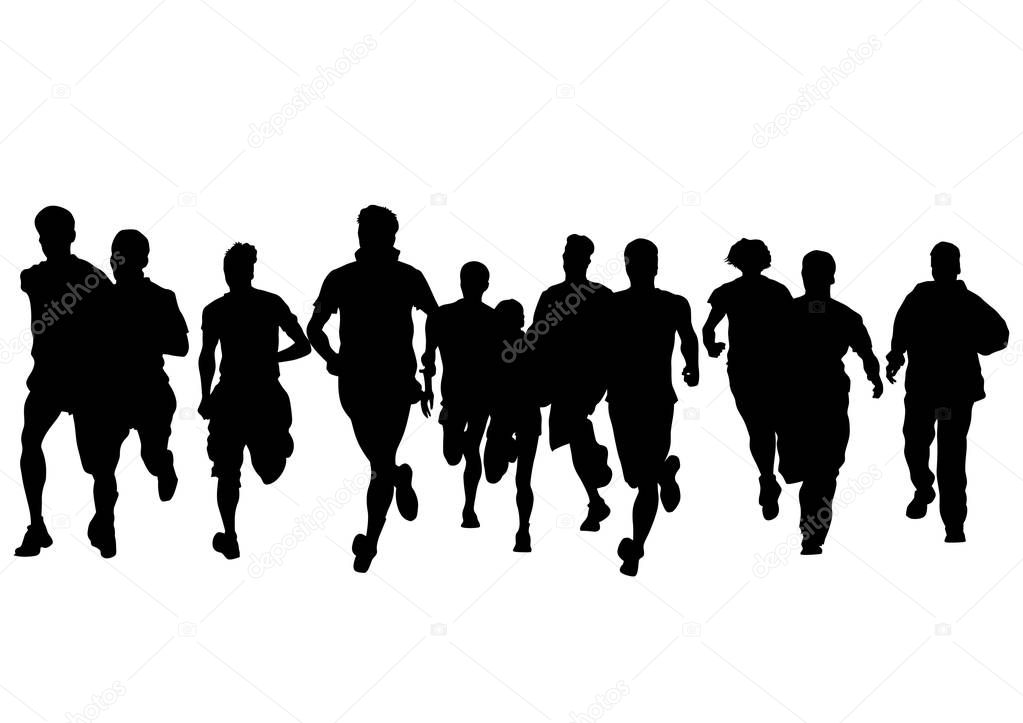 People of run on white background