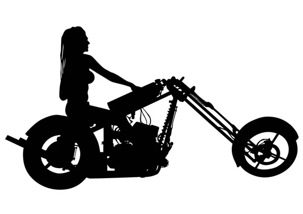 Motociclistas mujeres whit motor — Vector de stock