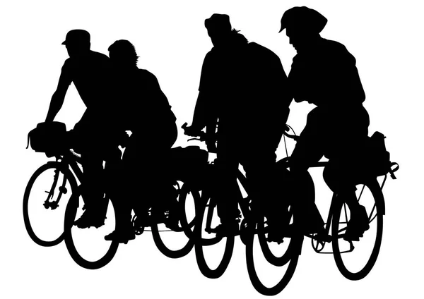 ขี่จักรยานฝูงชนจักรยานบนสีขาว — ภาพเวกเตอร์สต็อก