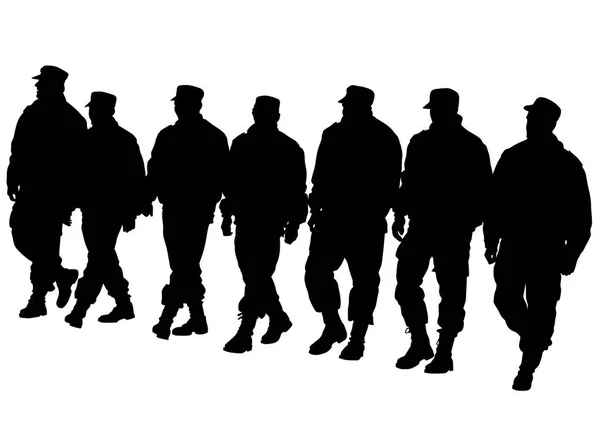 Hombres de policía caminando — Vector de stock