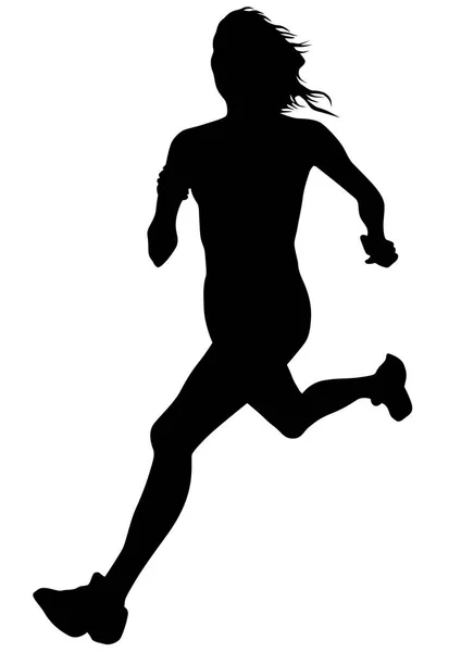 Correr mujeres en blanco — Vector de stock