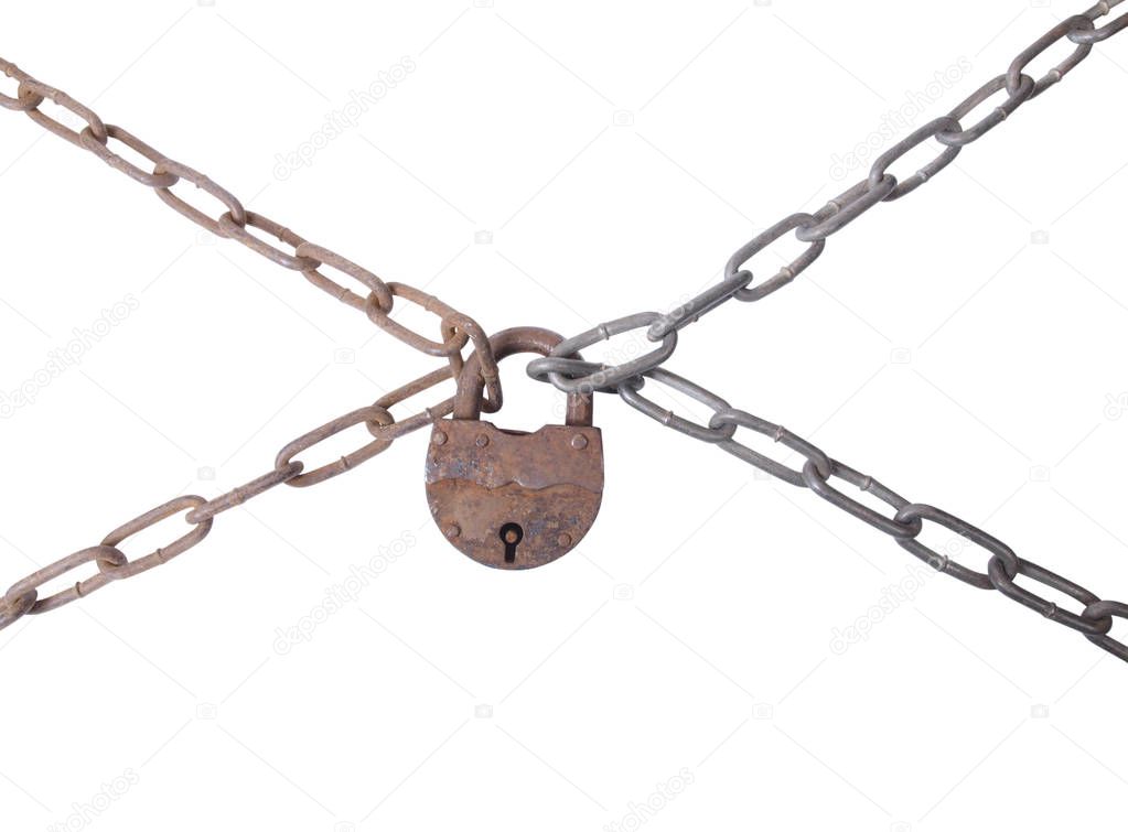 Metal chain and old lock