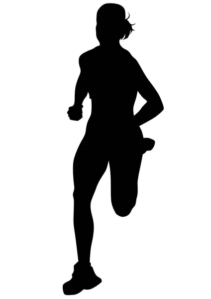 Women running on white eight — Stock Vector