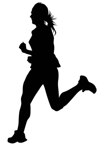 Mujeres corriendo en blanco cuatro — Vector de stock