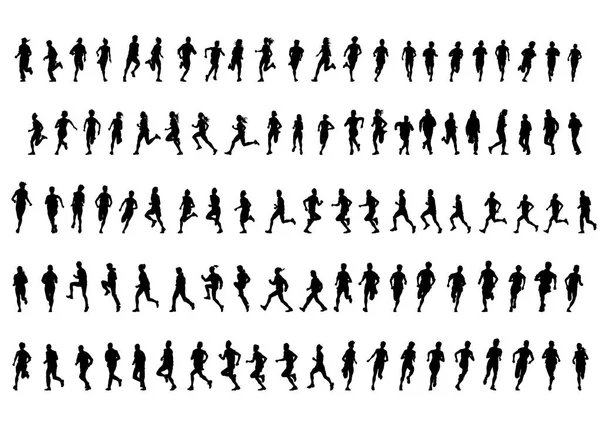 Marathon personnes sur fond blanc — Image vectorielle