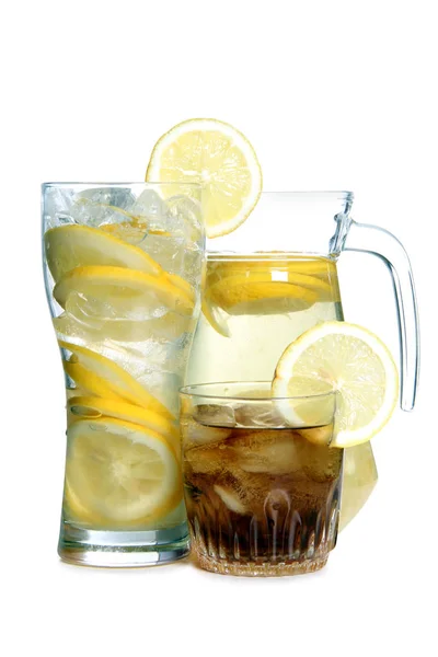 Lemon in glass on white nine — Stock Photo, Image