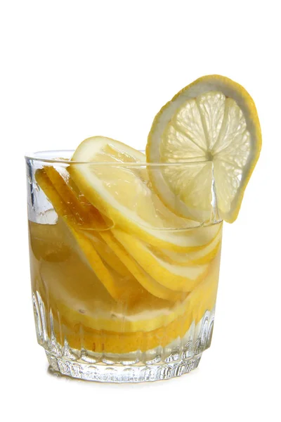 Lemon in glass on white two — Stock Photo, Image