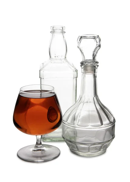 Brandy bottle on white four — Stock Photo, Image