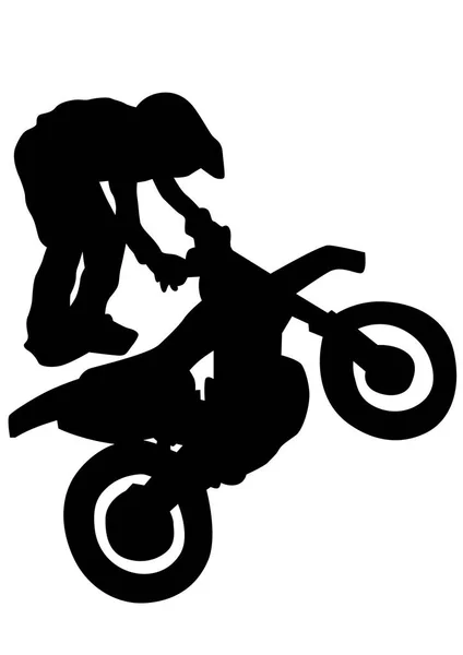 Motociclista mosca en blanco ocho — Vector de stock