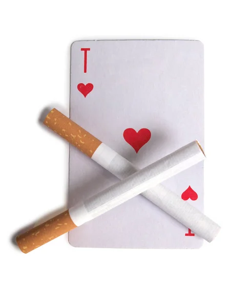 Cigarro e cartas quatro — Fotografia de Stock