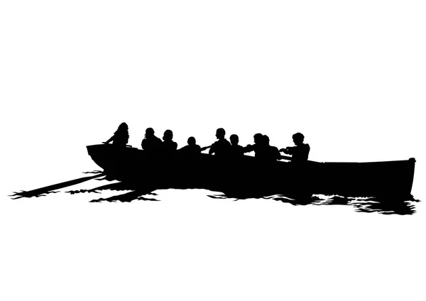 Boot mit zwei Personen — Stockvektor