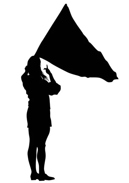 Mujer whit flag three — Vector de stock