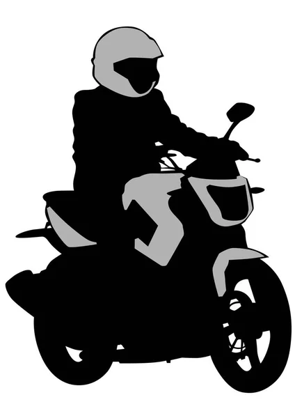 Biker whit motor vier — Stockvector