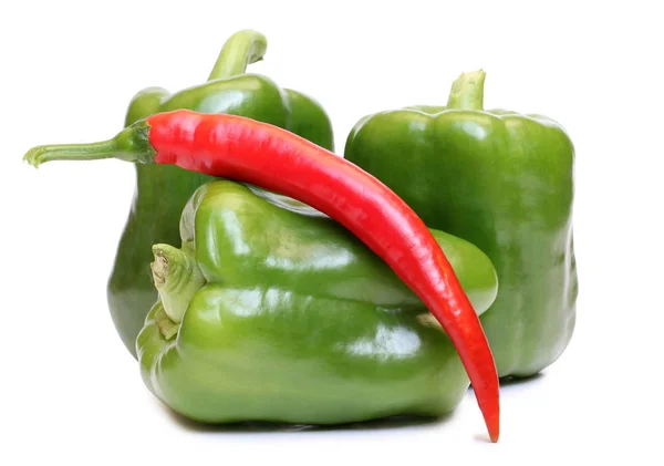 Red and green peppers four — Stock Photo, Image