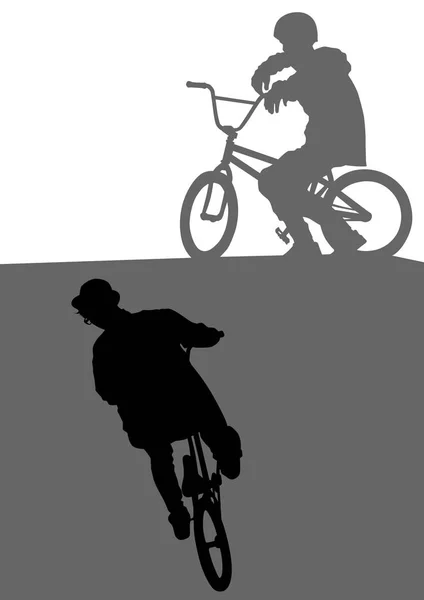 Ciclista chicos dos — Vector de stock