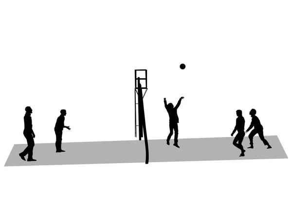 İki voleybol oynarken — Stok Vektör