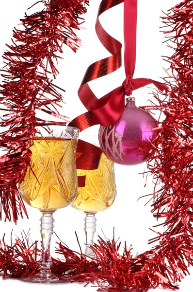 Bolas de Natal e árvore um — Fotografia de Stock