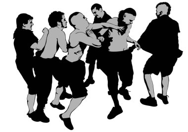 Genç sokak holiganlar beyaz bir arka plan karşı mücadele